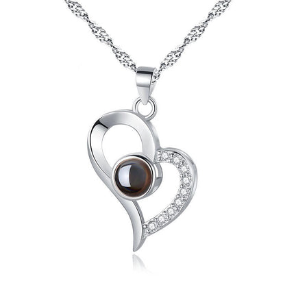 K & S | Damen Halskette 925 Silber Herz Anhänger – Personalisierter Schmuck mit Fotoprojektion