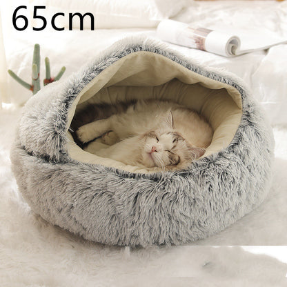 K & S | Rundes Kuschelbett für Hunde & Katzen aus Plüsch - Weiches & Waschbares Haustierbett für Winter & Zuhause