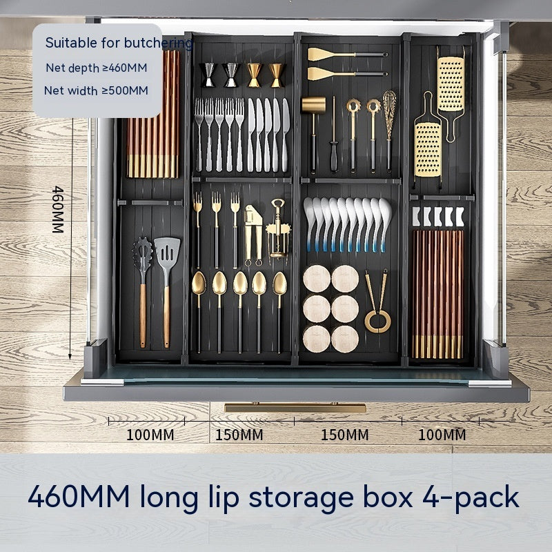 K & S | Schubladen Organizer Aluminium 4-lagig – Platzsparend & Ohne Bohren für Küche & Bad
