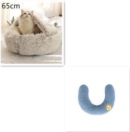 K & S | Rundes Kuschelbett für Hunde & Katzen aus Plüsch - Weiches & Waschbares Haustierbett für Winter & Zuhause