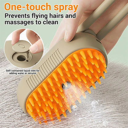 K & S | 3-in-1 Elektrische Dampf-Tierbürste - Fellpflege, Massage & Haarentfernung für Hunde & Katzen