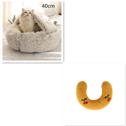 K & S | Rundes Kuschelbett für Hunde & Katzen aus Plüsch - Weiches & Waschbares Haustierbett für Winter & Zuhause