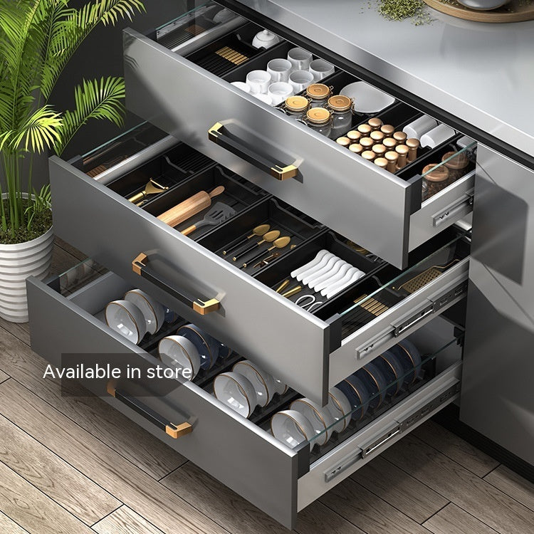K & S | Schubladen Organizer Aluminium 4-lagig – Platzsparend & Ohne Bohren für Küche & Bad
