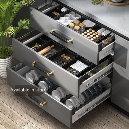 K & S | Schubladen Organizer Aluminium 4-lagig – Platzsparend & Ohne Bohren für Küche & Bad