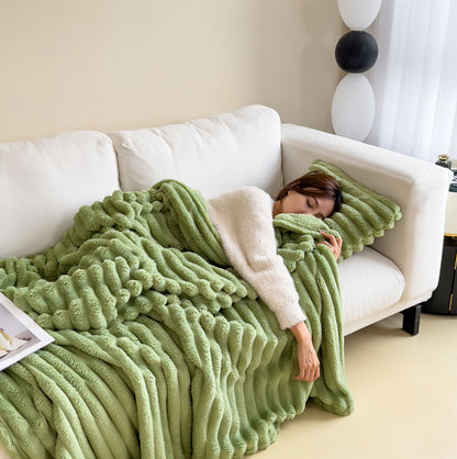 K & S | Kuscheldecke aus Bubble-Samt in Kaninchenfell-Optik - Extra Weiche & Doppelseitige Wohndecke für Sofa & Bett
