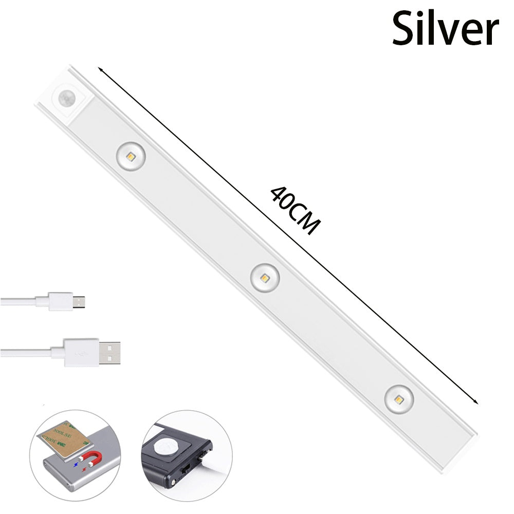 K & S | LED Lichtleiste mit Bewegungsmelder – Kabelloses USB Nachtlicht, ultradünn für Schrank, Küche & Schlafzimmer