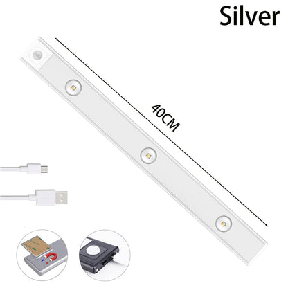 K & S | LED Lichtleiste mit Bewegungsmelder – Kabelloses USB Nachtlicht, ultradünn für Schrank, Küche & Schlafzimmer