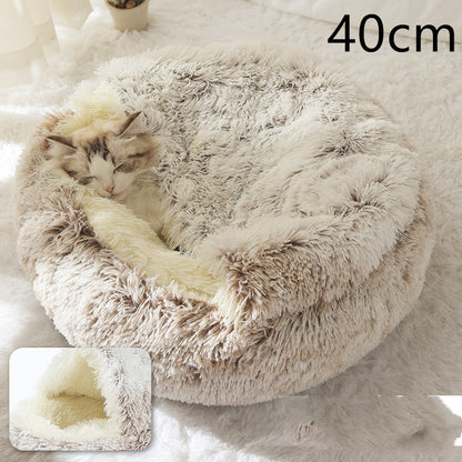 K & S | Rundes Kuschelbett für Hunde & Katzen aus Plüsch - Weiches & Waschbares Haustierbett für Winter & Zuhause