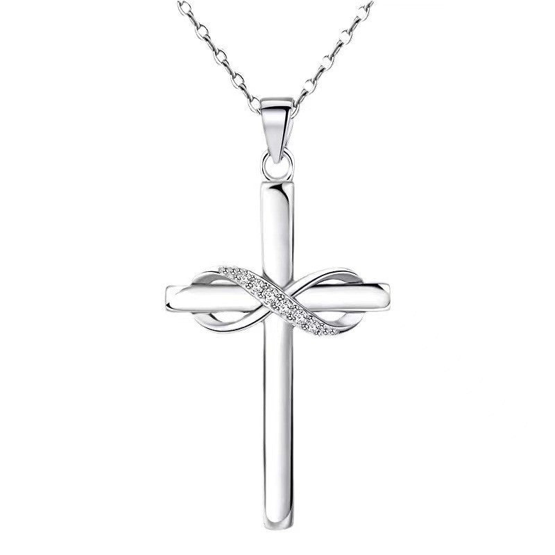 K & S | Damen Halskette Kreuz & Unendlichkeit Anhänger – Eleganter Vergoldeter Schmuck