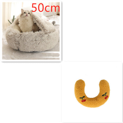 K & S | Rundes Kuschelbett für Hunde & Katzen aus Plüsch - Weiches & Waschbares Haustierbett für Winter & Zuhause