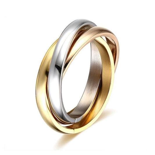K & S | Unisex Ring Titanstahl Dreifarbig – Moderner Eternity Ring Robuster & Eleganter Schmuck