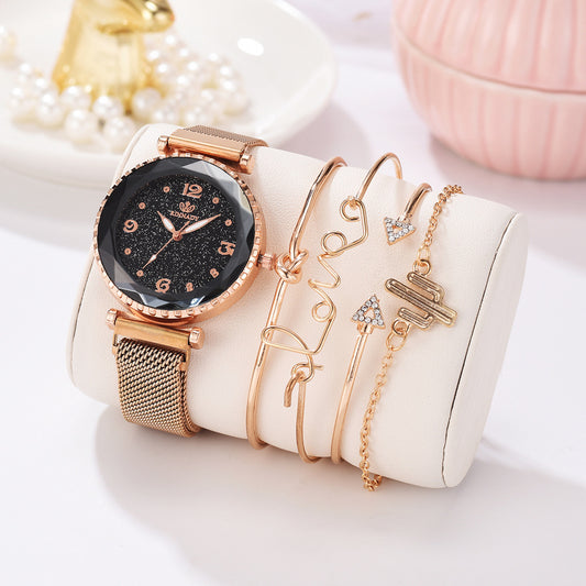 K & S | Damen Armbanduhr Sternenhimmel – Elegante Uhr mit Magnetverschluss & Modeschmuck