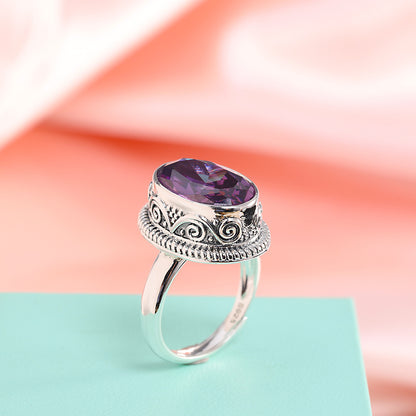 K & S | Damenring 925 Silber Verstellbar – Eleganter Ring mit Kristall Inlay Geometrisch
