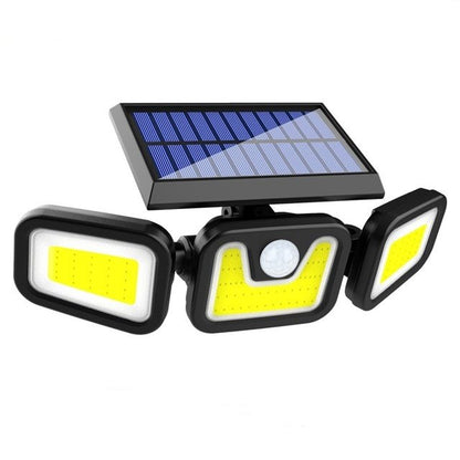 K & S | Solar LED Wandleuchte mit Bewegungssensor – 3-flammige Außenlampe für Garten, Hof & Terrasse