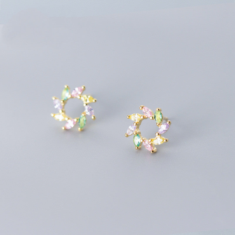 K & S | Damen Ohrringe 925 Silber Sonne – Farbige Elegante Ohrstecker Schmuck