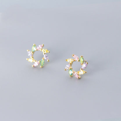 K & S | Damen Ohrringe 925 Silber Sonne – Farbige Elegante Ohrstecker Schmuck