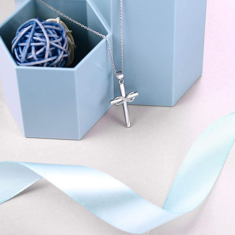 K & S | Damen Halskette Kreuz & Unendlichkeit Anhänger – Eleganter Vergoldeter Schmuck