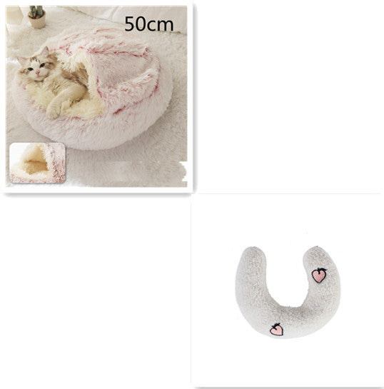 K & S | Rundes Kuschelbett für Hunde & Katzen aus Plüsch - Weiches & Waschbares Haustierbett für Winter & Zuhause