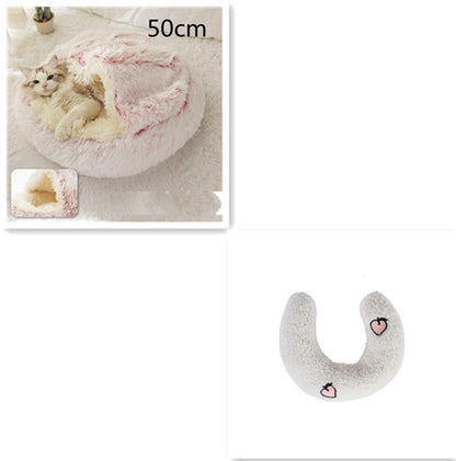 K & S | Rundes Kuschelbett für Hunde & Katzen aus Plüsch - Weiches & Waschbares Haustierbett für Winter & Zuhause