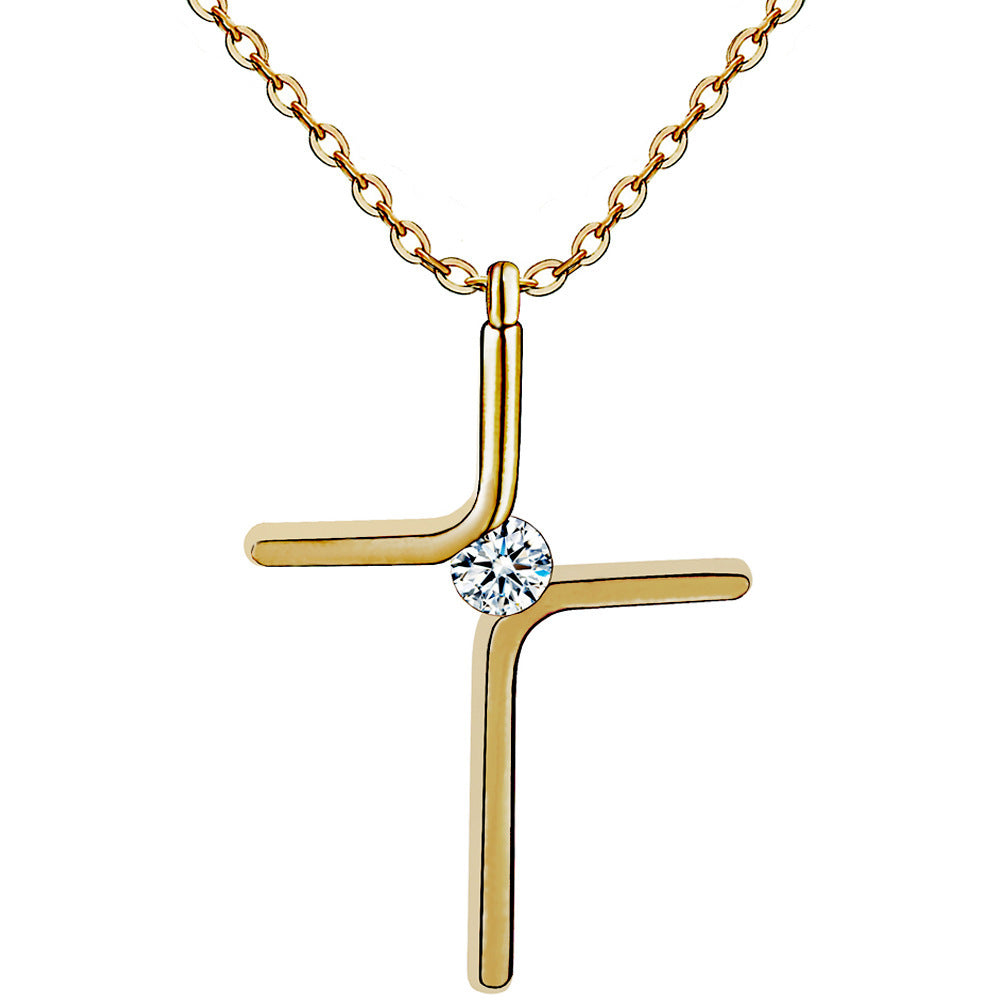 K & S | Kreuz Anhänger Halskette Titanstahl Vergoldet – Robuster & Eleganter Schmuck für Damen & Herren