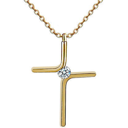 K & S | Kreuz Anhänger Halskette Titanstahl Vergoldet – Robuster & Eleganter Schmuck für Damen & Herren