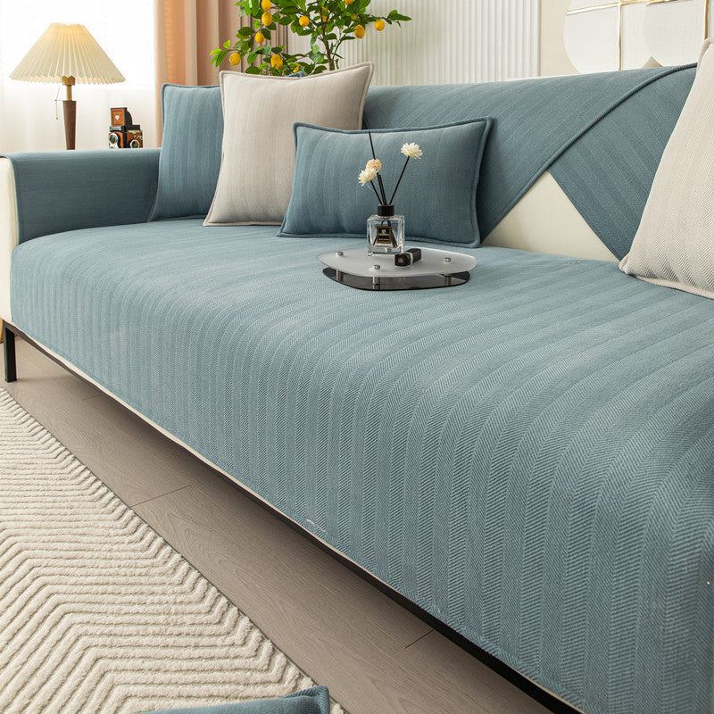 K & S | Sofaüberwurf & Kissenbezug Chenille – Dick Weich & Waschbar Minimalistisches Design