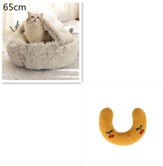 K & S | Rundes Kuschelbett für Hunde & Katzen aus Plüsch - Weiches & Waschbares Haustierbett für Winter & Zuhause