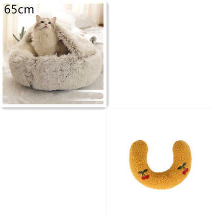 K & S | Rundes Kuschelbett für Hunde & Katzen aus Plüsch - Weiches & Waschbares Haustierbett für Winter & Zuhause