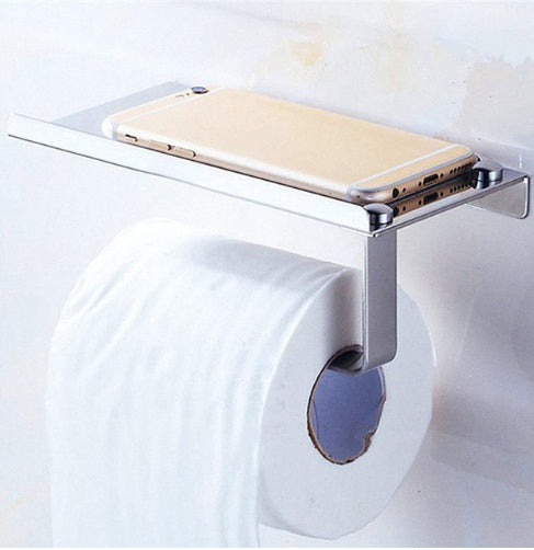 K & S | Toilettenpapierhalter Edelstahl mit Ablage – Wandmontiert & Praktisch für Smartphone