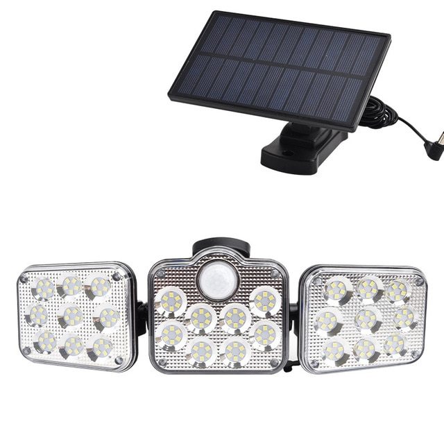K & S | Solar LED Wandleuchte mit Bewegungssensor – 3-flammige Außenlampe für Garten, Hof & Terrasse