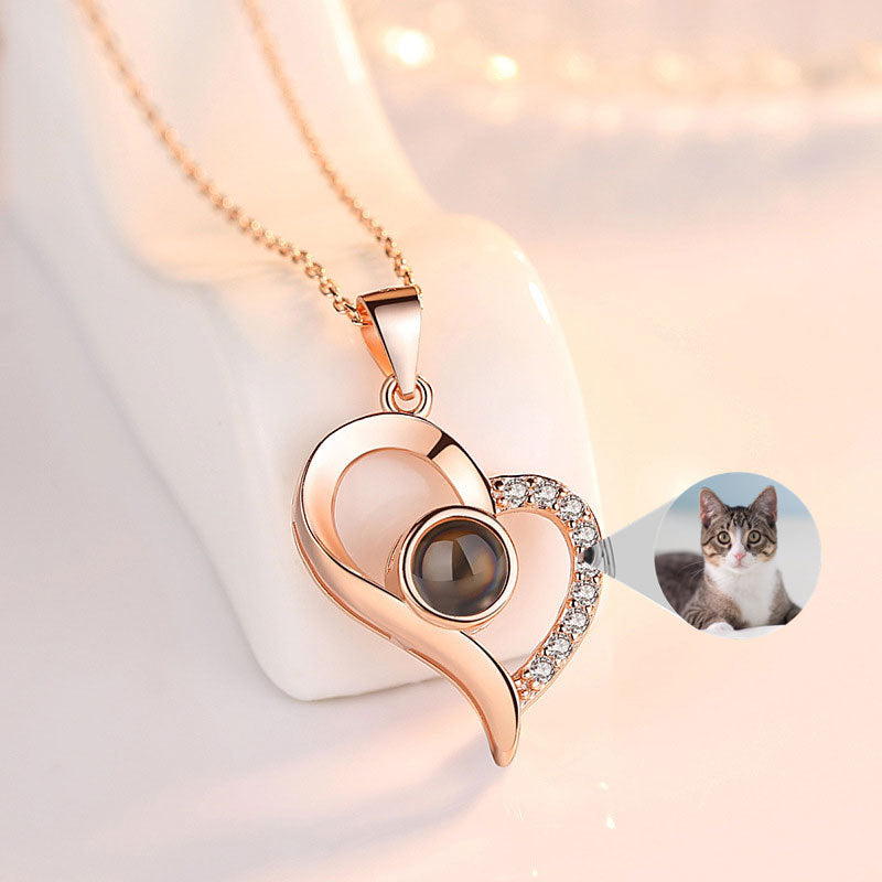 K & S | Damen Halskette 925 Silber Herz Anhänger – Personalisierter Schmuck mit Fotoprojektion