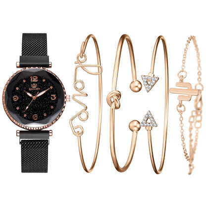 K & S | Damen Armbanduhr Sternenhimmel – Elegante Uhr mit Magnetverschluss & Modeschmuck
