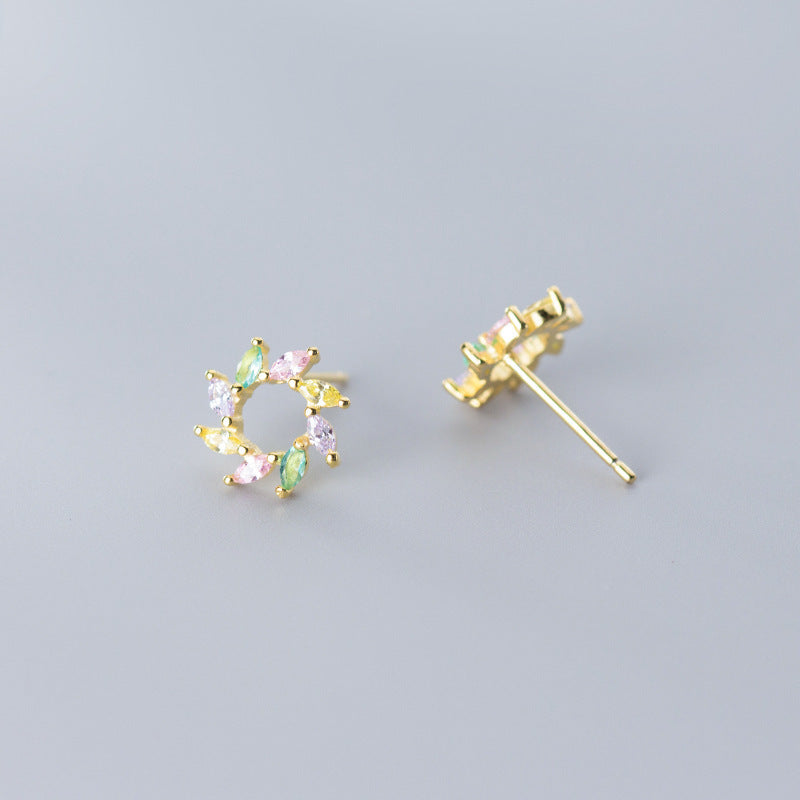 K & S | Damen Ohrringe 925 Silber Sonne – Farbige Elegante Ohrstecker Schmuck
