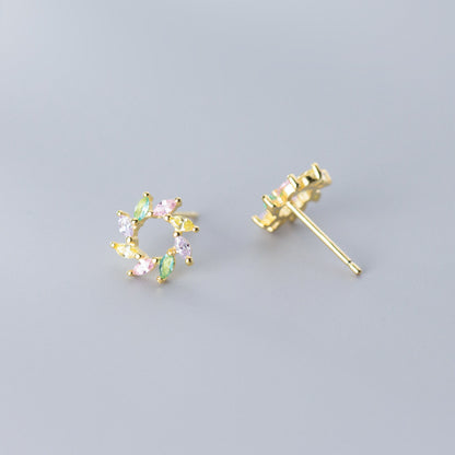 K & S | Damen Ohrringe 925 Silber Sonne – Farbige Elegante Ohrstecker Schmuck