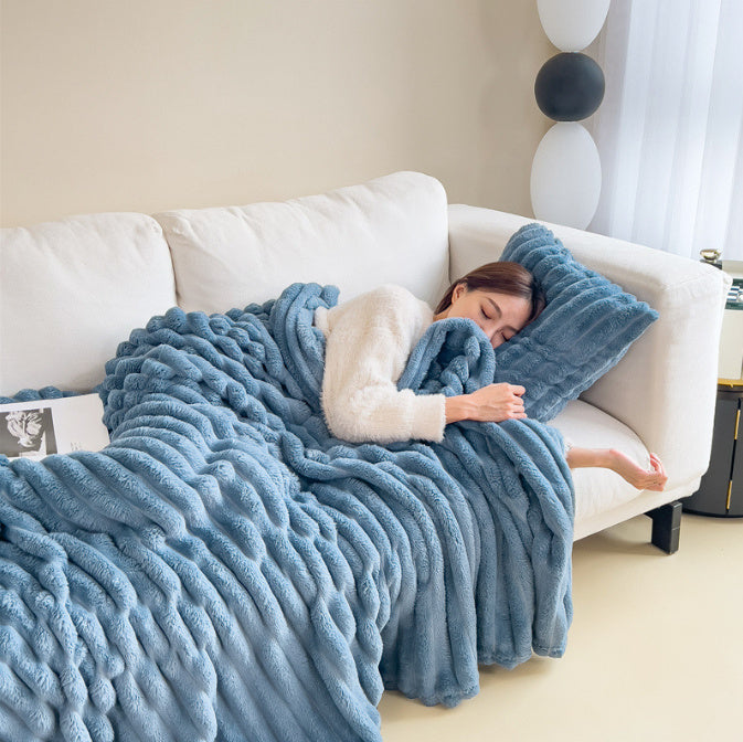 K & S | Kuscheldecke aus Bubble-Samt in Kaninchenfell-Optik - Extra Weiche & Doppelseitige Wohndecke für Sofa & Bett