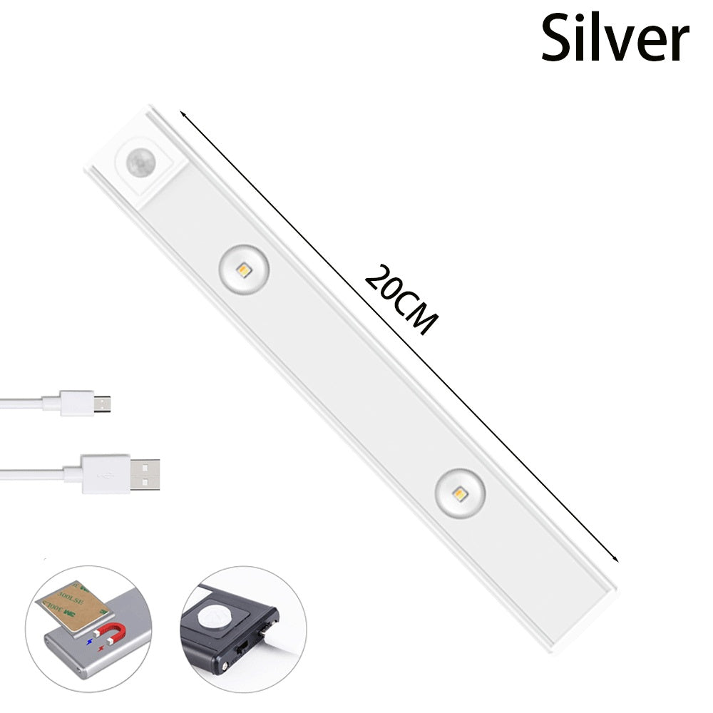 K & S | LED Lichtleiste mit Bewegungsmelder – Kabelloses USB Nachtlicht, ultradünn für Schrank, Küche & Schlafzimmer