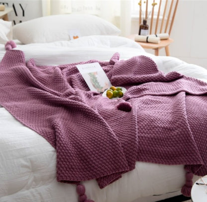 K & S | Strickdecke aus Weicher Wolle mit Fransen - Kuschelige Sofadecke & Wohndecke