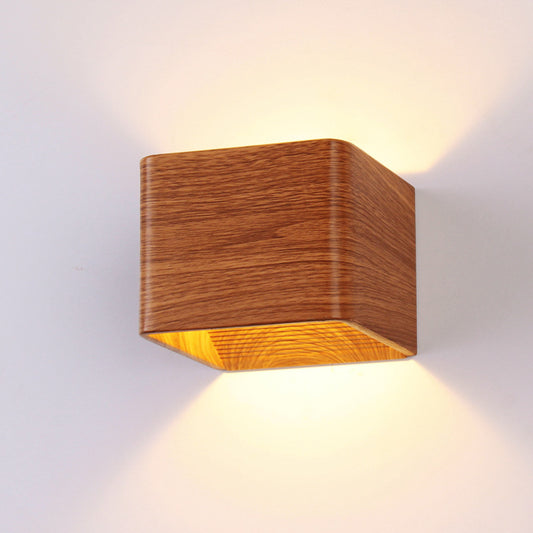 K & S | LED Wandleuchte in Holzoptik – Moderne quadratische Innenlampe für Wohnzimmer, Flur & Schlafzimmer