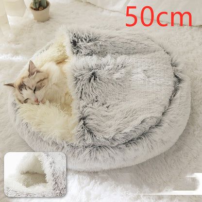K & S | Rundes Kuschelbett für Hunde & Katzen aus Plüsch - Weiches & Waschbares Haustierbett für Winter & Zuhause