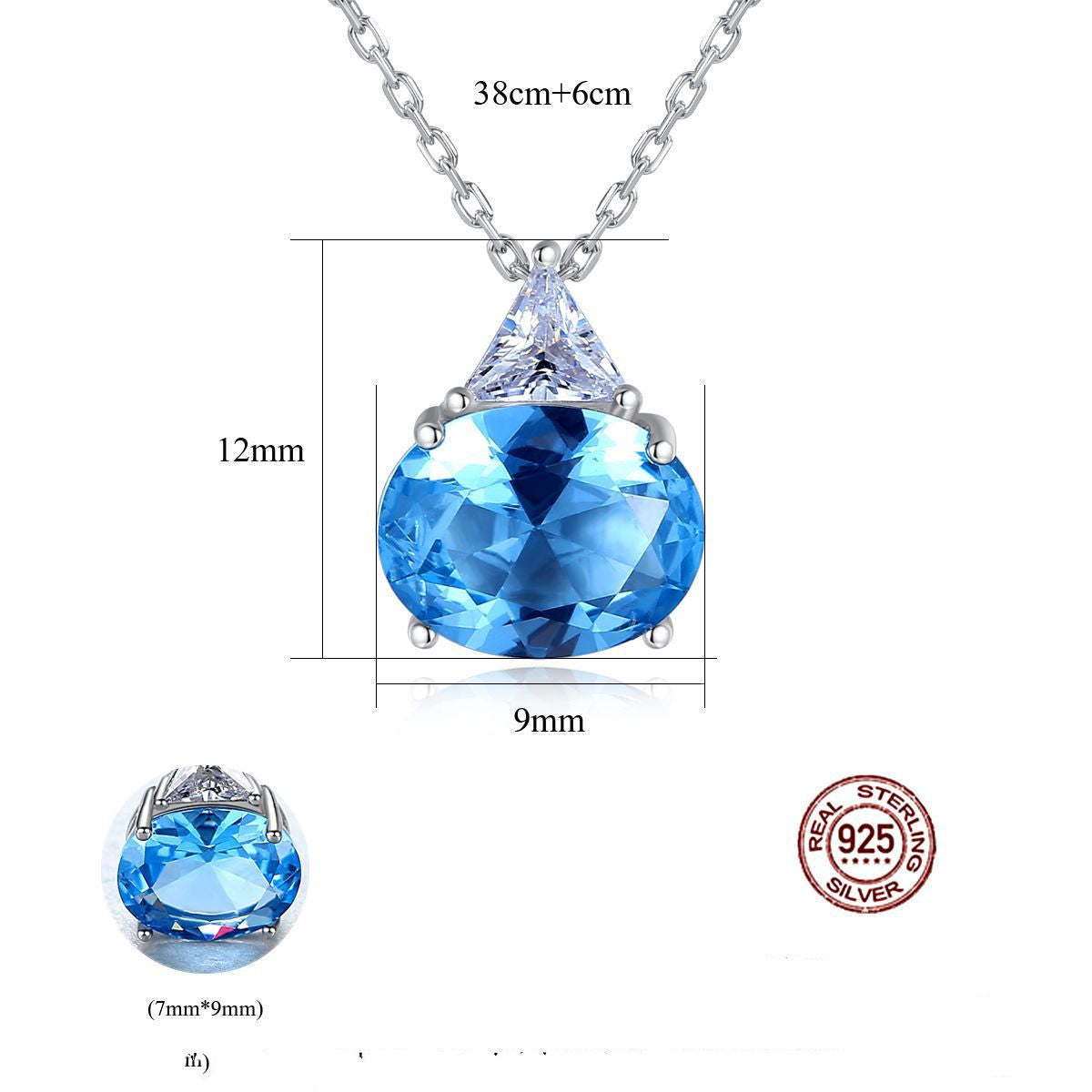 K & S | Damen Halskette 925 Silber mit Oval Kristall – Eleganter Schmuck & Funkelnder Anhänger