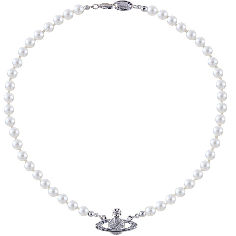 K & S | Damen Halskette mit Perlen & Satinband – Eleganter Schmuck für Alltag & Anlass