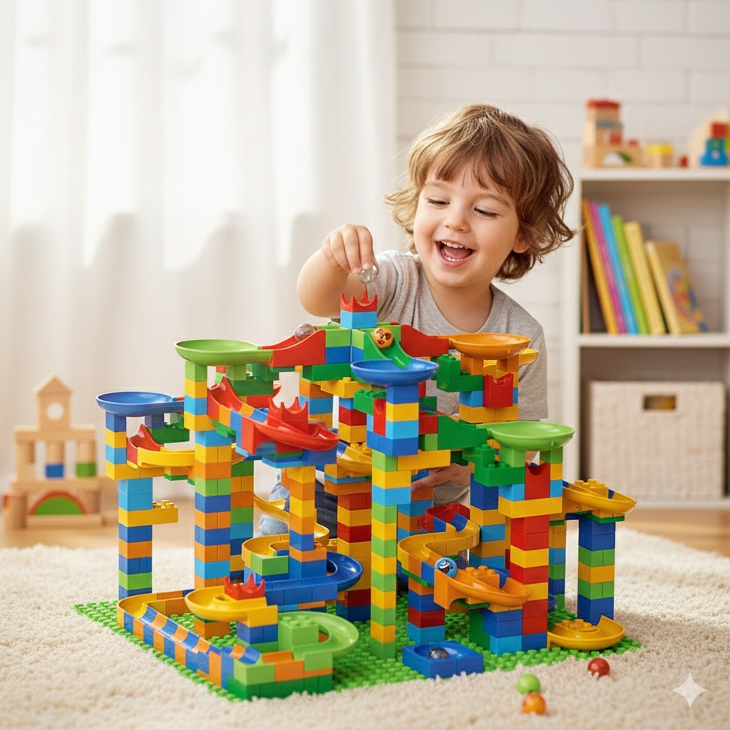 Große Kugelbahn Bausteine XXL | Kreatives Lernspielzeug