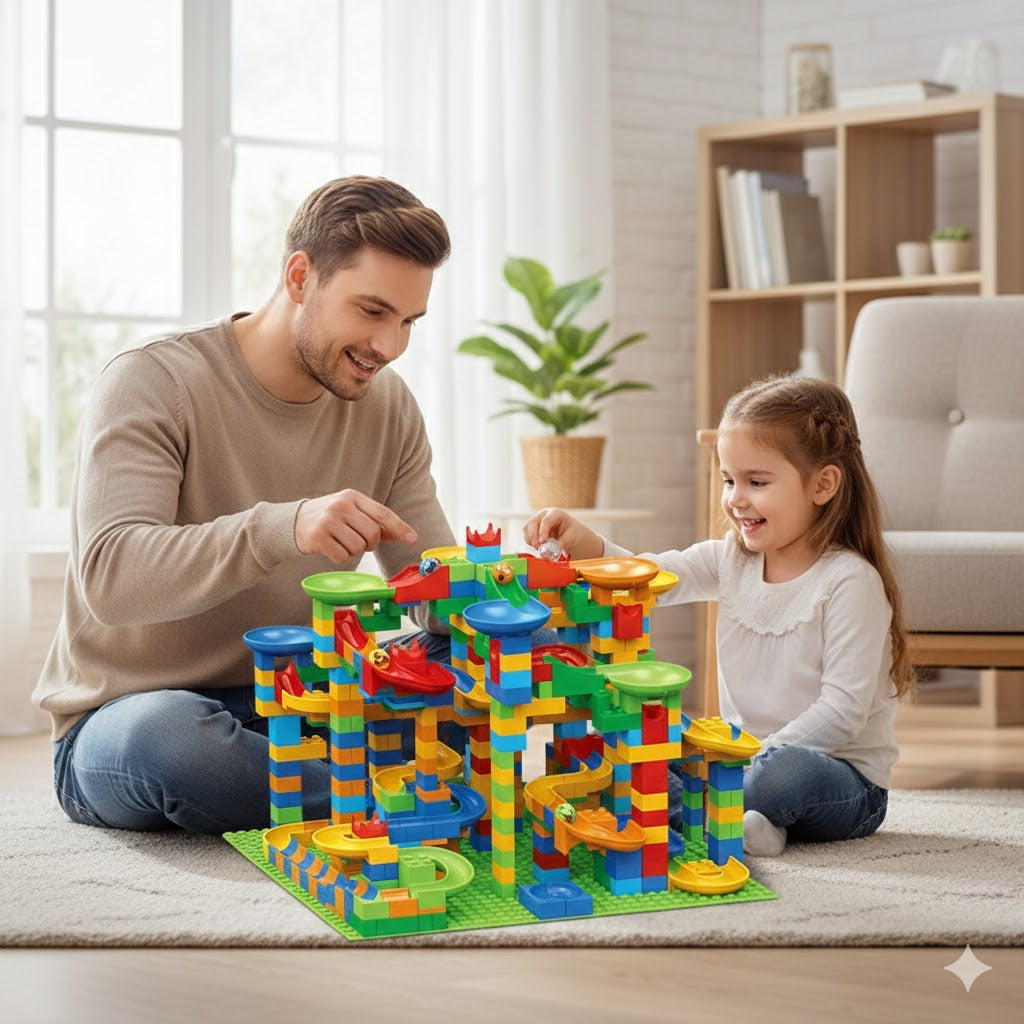 Große Kugelbahn Bausteine XXL | Kreatives Lernspielzeug