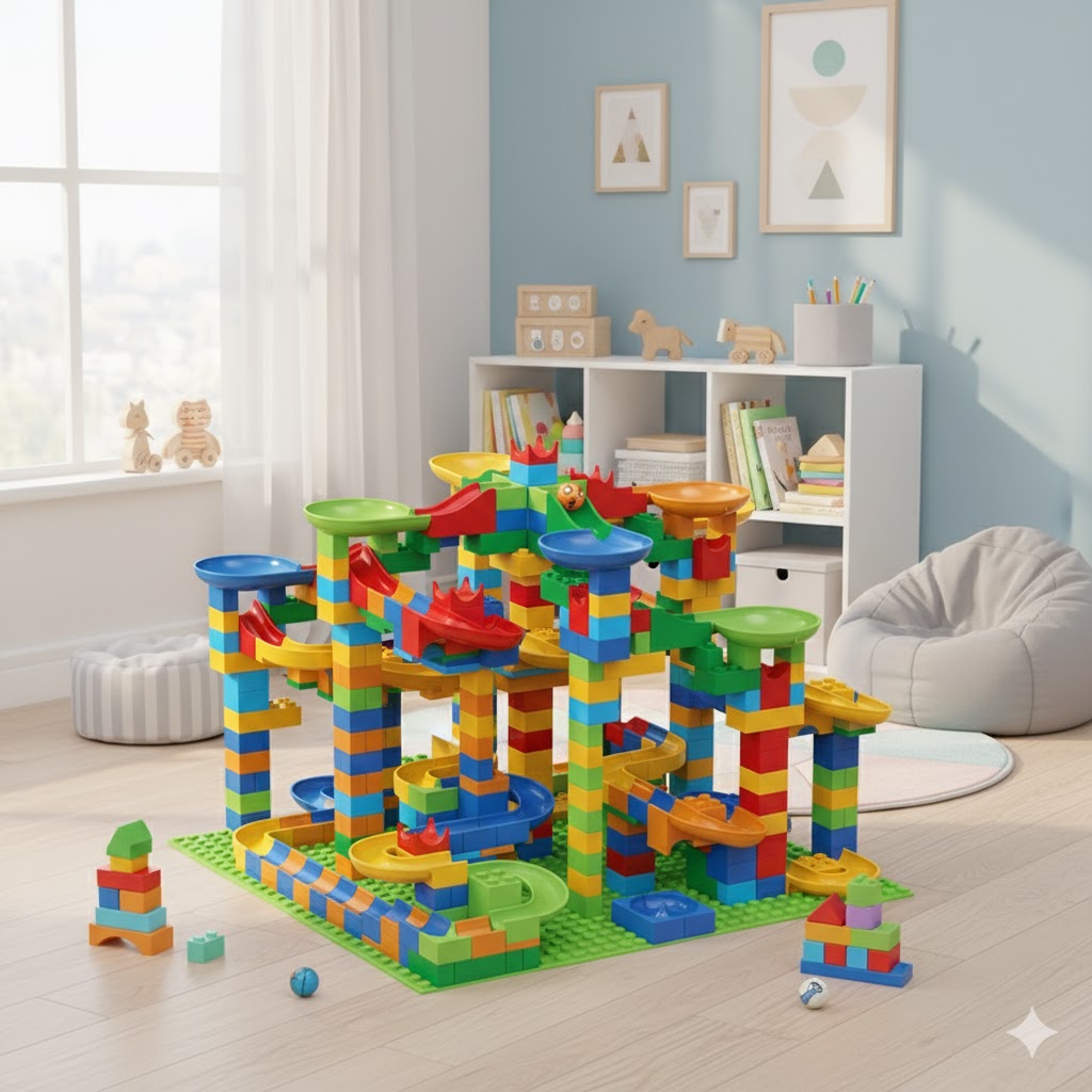 Große Kugelbahn Bausteine XXL | Kreatives Lernspielzeug