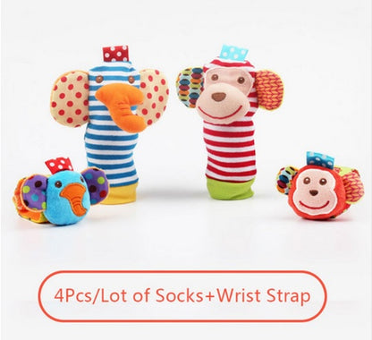 Dahlia – Weiche Baby-Rassel Socken & Handgelenkbänder, Plüsch, 0-12 Monate