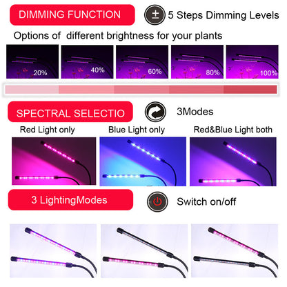 K & S | LED Pflanzenlampe USB – 40 LEDs Wachstumslampe mit Timer & Dimmer für Zimmerpflanzen