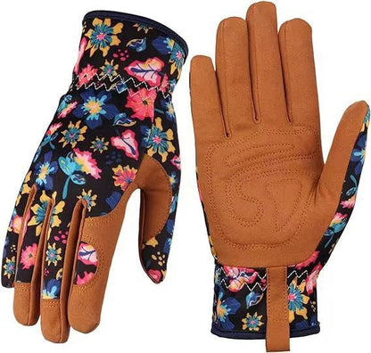 K & S | Mikrofaser Gartenhandschuhe mit Blumenmuster - Bequemer Schutz für Pflanzen, Unkraut & Gartenarbeit