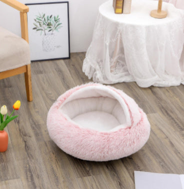 K & S | Rundes Kuschelbett für Hunde & Katzen aus Plüsch - Weiches & Waschbares Haustierbett für Winter & Zuhause