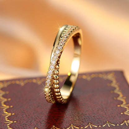 K & S | Damenring Kreuzdesign mit Weißen Diamanten – Eleganter Schmuck & Geschenkidee