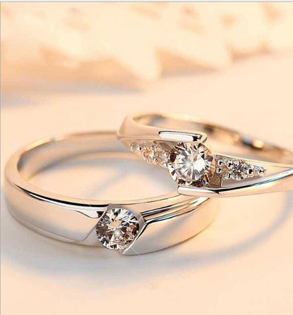 K & S | Partnerringe 925 Silber mit Zirkonia & Gravur – Verstellbare Elegante Schmuck Ringe